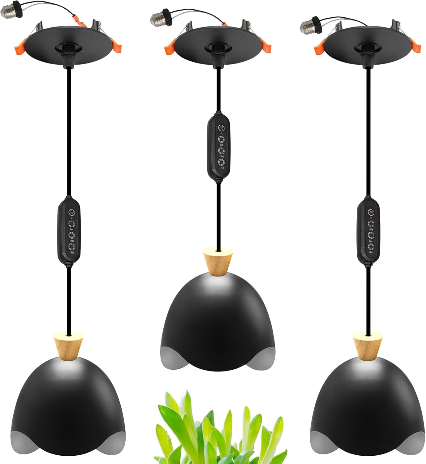 Downlight, Plant Growing Light with E26 Base, 24 Hour Timer, Auto On, Full Spectrum, 4500K, 10W LED Bulb Included, Auto On/Off Time Setting, Hanging Lamp, Adjustable Cord Length,