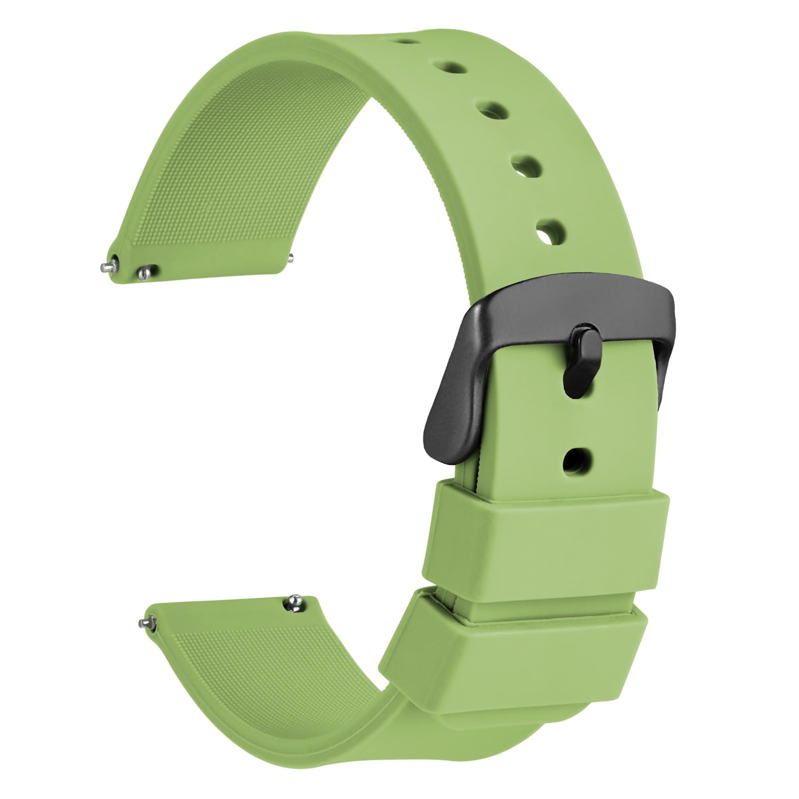 WOCCI 24mm Silicone Watch Band, Quick Release Rubber Replacement Strap with Black Stainless Steel Buckle (Black) — view 17