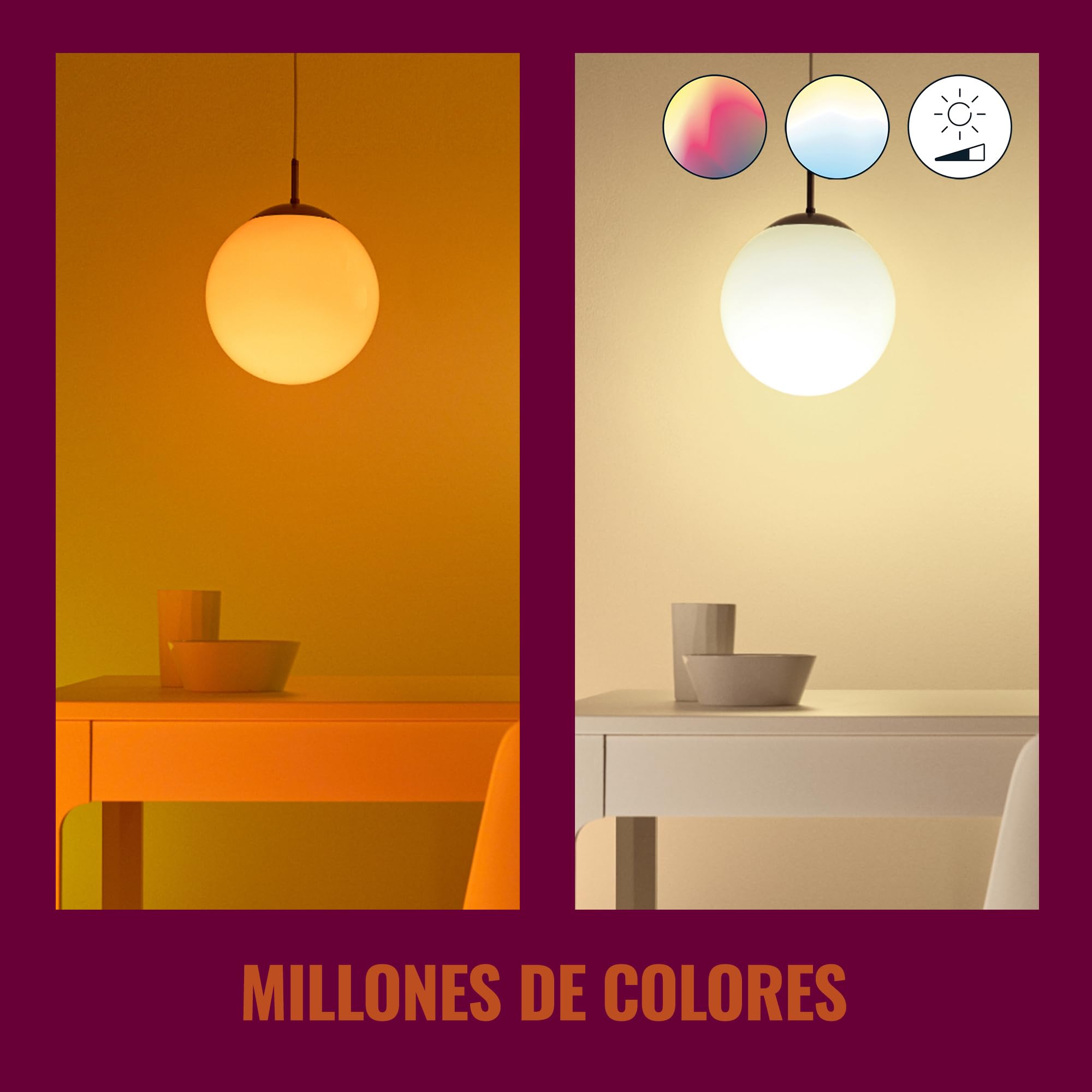 WiZ - Bombilla LED Inteligente Wi-Fi, P45 4,9W (Eq. 40W) casquillo E14, Luz Blanca y de Colores, con tecnología SpaceSense y compatible con Alexa y Google Home