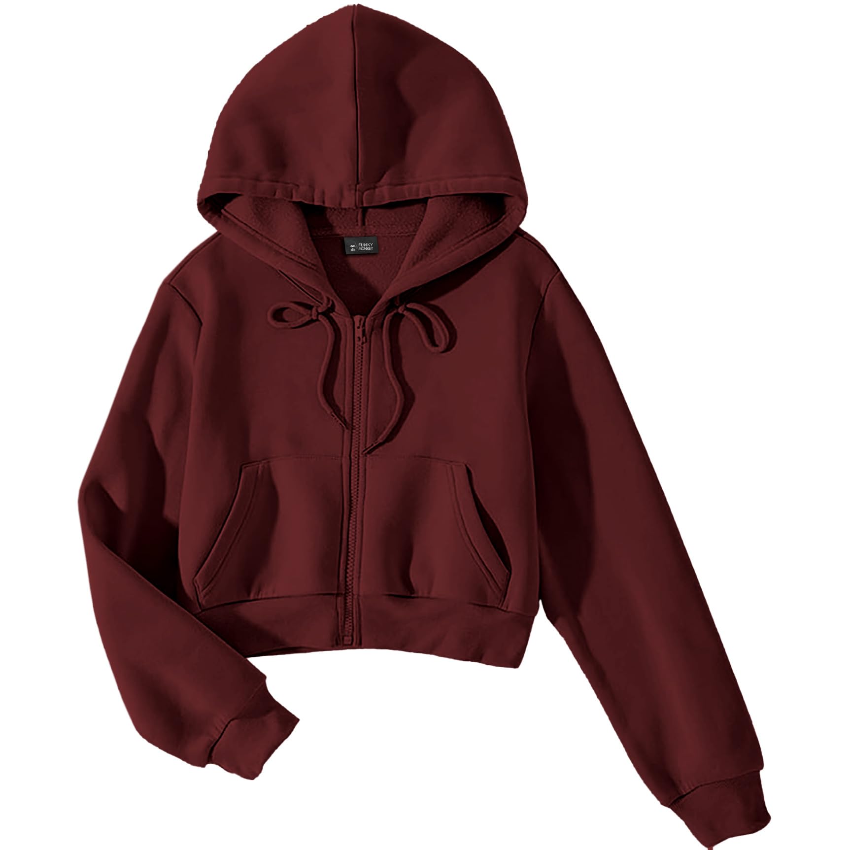 Soft Fleece Crop Zipper Hoodie for Girls and Womens Sweatshirt-image-8