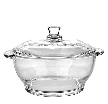 HALO NATION Borosilicate Glass Bowl with Lid - Microwave Safe Casserole -1 LTR