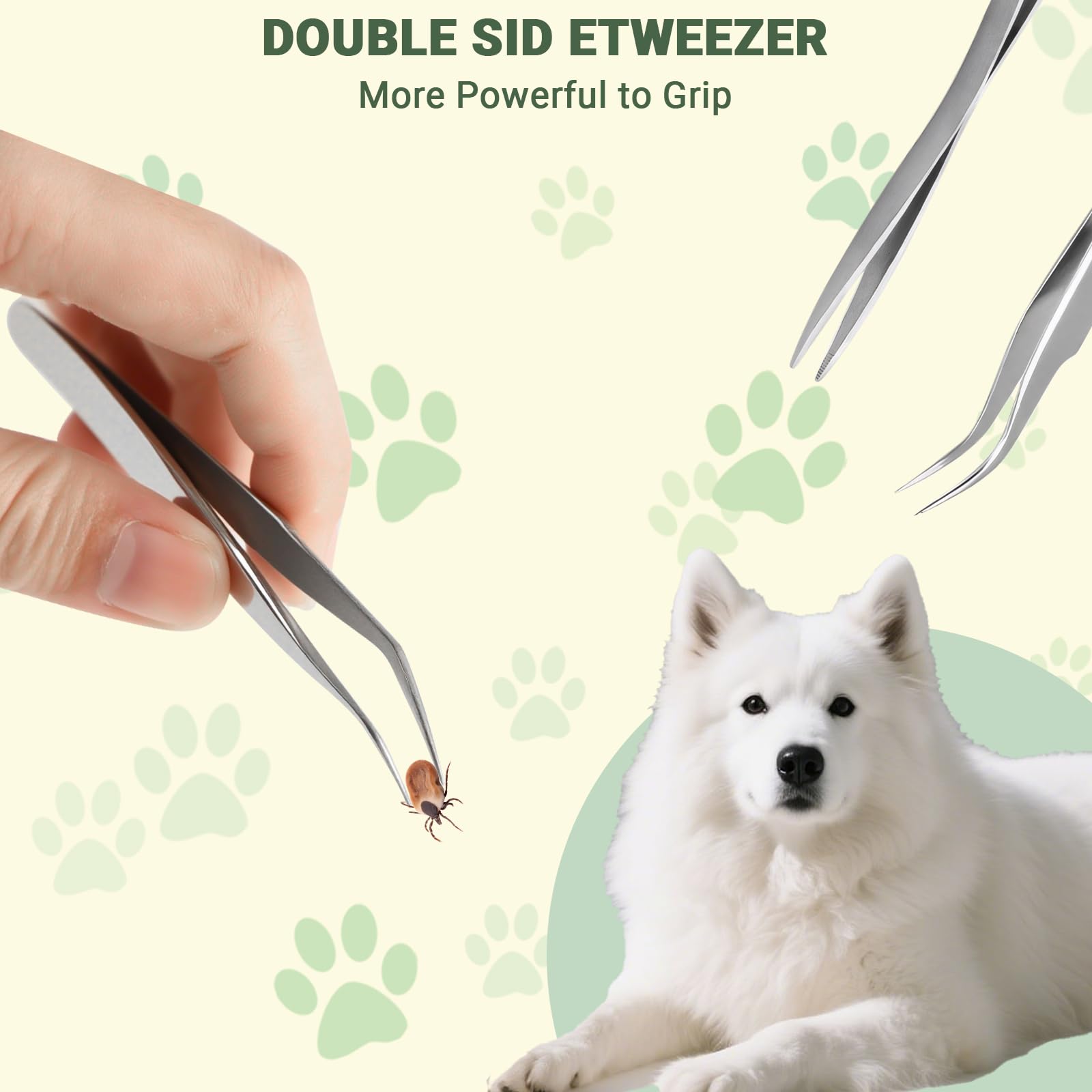 Zeckenzange Set 3-teilig – Tire Tique Humain en Acier Inoxydable pour Humains, Chiens et Chats – Tire Tique avec Pince à tiques, Crochet et étui de Rangement