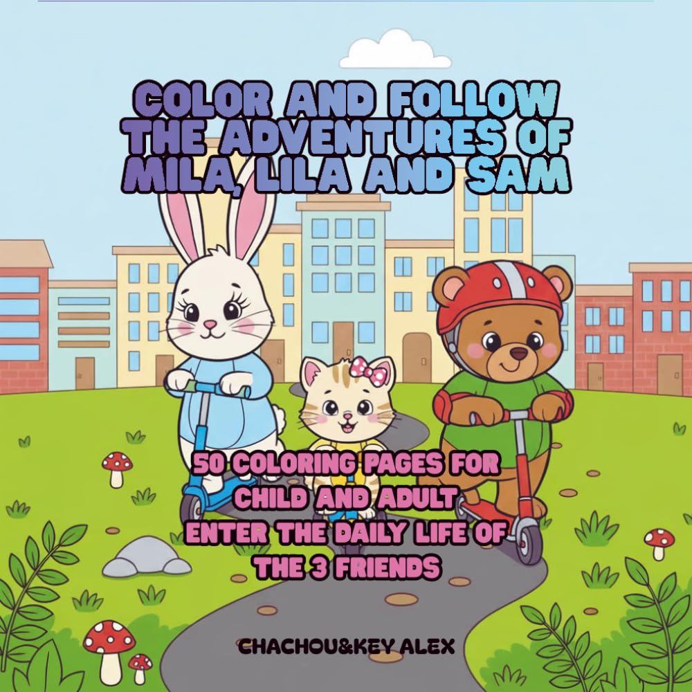 Color and follow the adventures of Mila, Lila and Sam