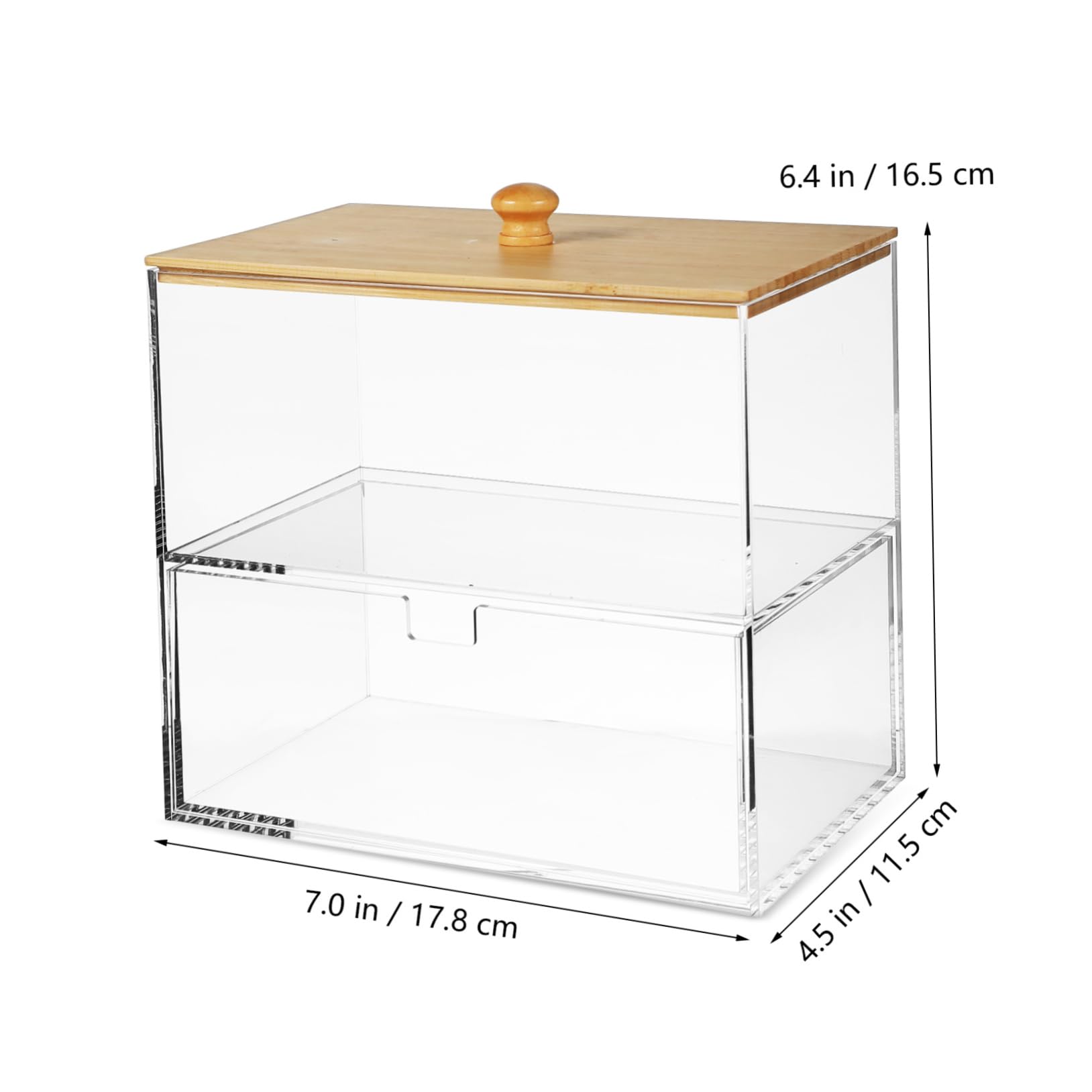 Aufbewahrungsbox mit Deckel aus Acryl und Bambus Wäschekapsel Organizer mit Doppeltem Fach für Geordnete Wäscheaufbewahrung im Waschraum