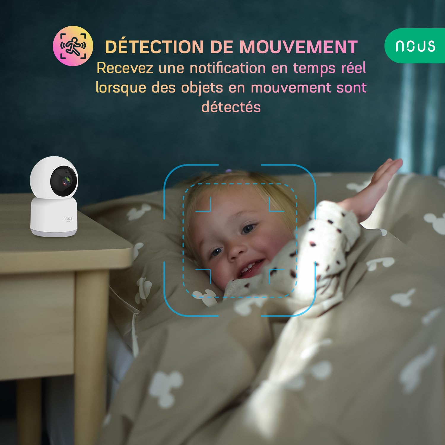 Caméra WiFi Nous W2, caméra de Surveillance intérieure Wi-FI, caméra pour Chien, caméra pour bébé, caméra de sécurité intérieure pour Animaux, Tuya Smart Life, Seulement 2,4 GHz