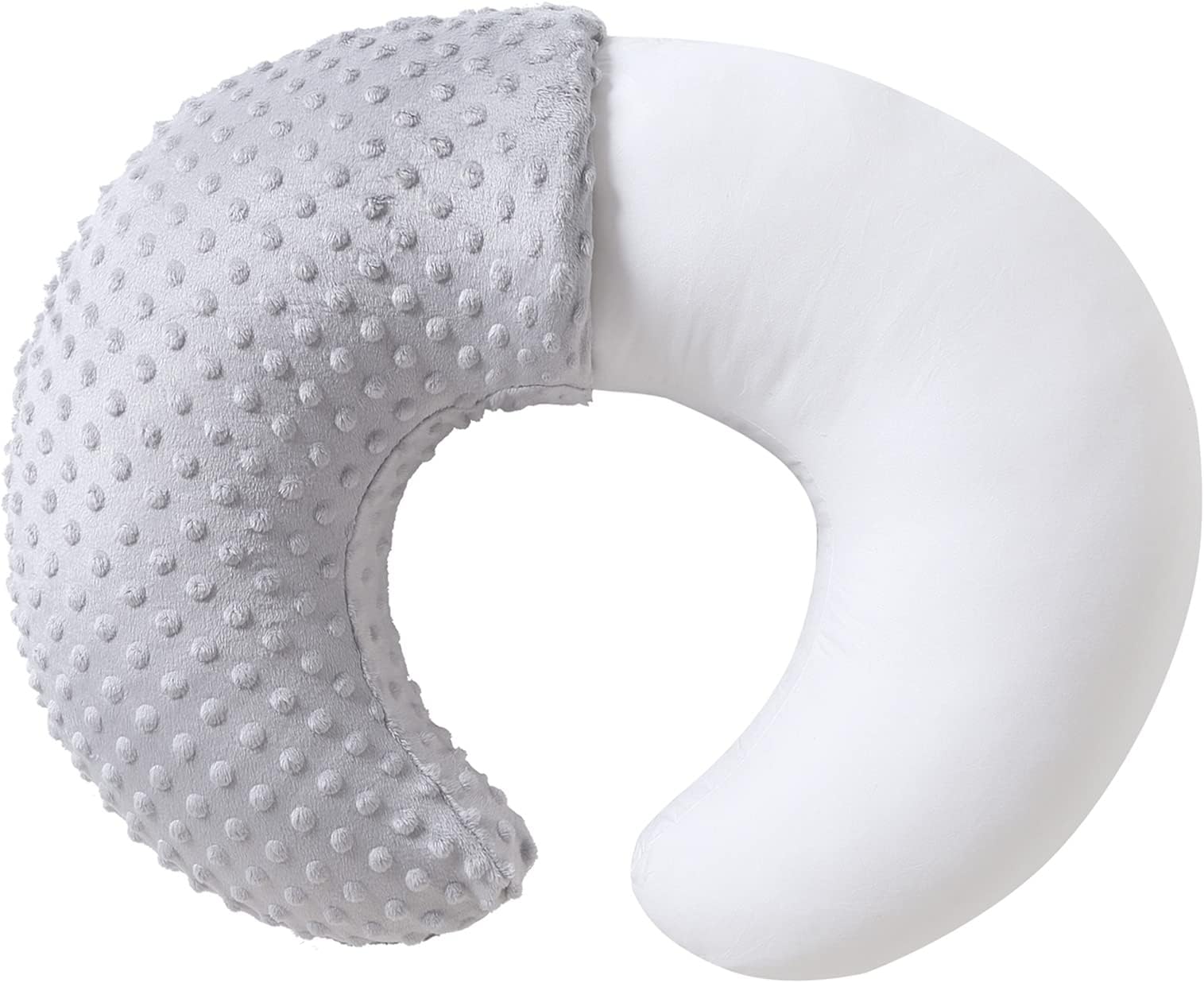 Nursing Pillow and Positioner, Breastfeeding, Bottle Feeding, Baby Sitting Support with Removable Ultra Soft Cover, Tummy Time Support for Baby Boys and Girls (Gray)