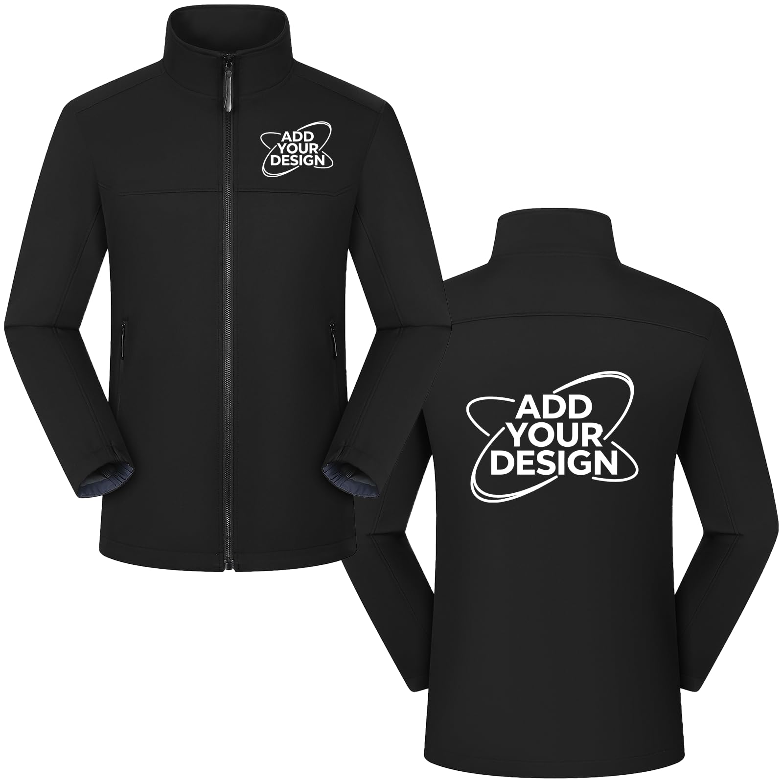 Veste d'extérieur personnalisable pour homme - Coupe-vent - Doublure polaire - Col montant - Manteau de travail en softshell - Personnalisable