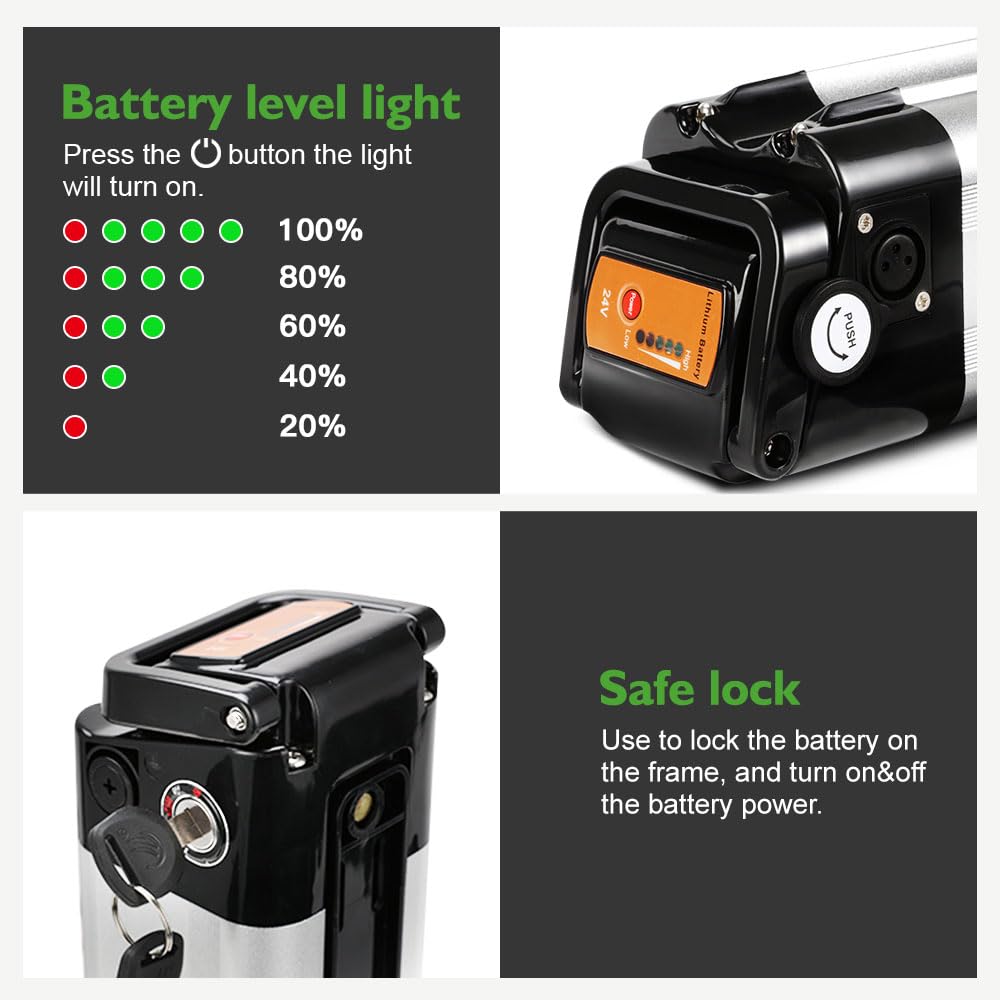 E-Bike Batterie 24V 15,6Ah Li-ion Akku Silverfish mit Ladegerät kompatibel mit Phylion/XH259-10J, Zhenlong/ZL1010-F, Phylion,MiFa, Rex (24V 15,6Ah Akku mit Ladegerät)