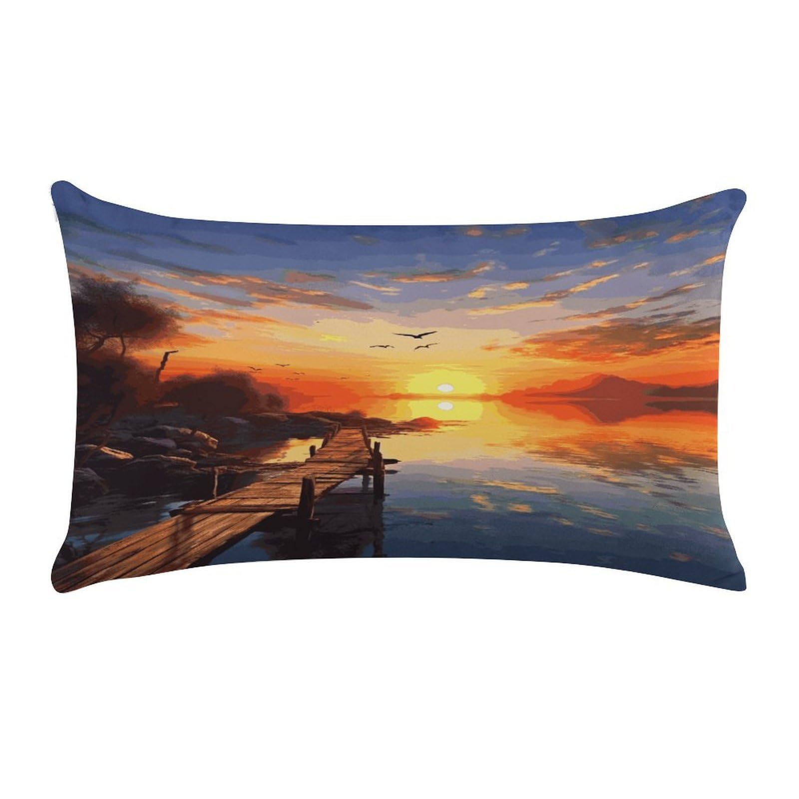Sunset Scenery Pillow Cover Super Soft Pillowcase Luxury Cozy Fuzzy Velvet Pillow Shams Breathable Standard Pillow Cases with Zipper Wrinkle-Free Pillow Cover 12 "×20 "
