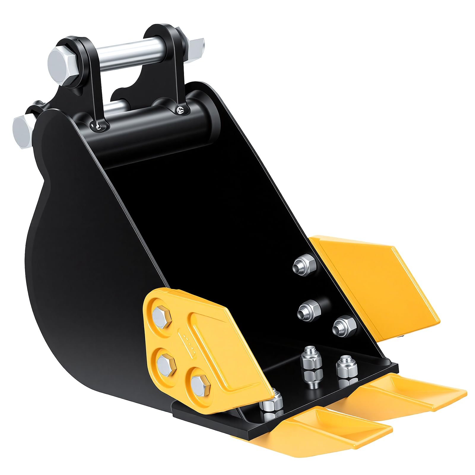 Baggerlöffel 20 cm für Minibagger 0,8-1,8 t, schmaler Tieflöffel mit 2 Zähnen, Anbaugerät für Bodengraben, Rohrgraben, Landschaftsbau, Erdarbeiten und kleine Baustellen im Garten Schwarz