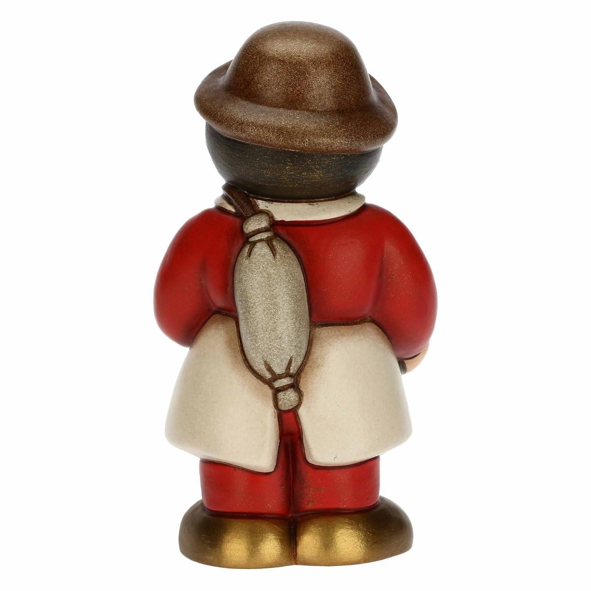 THUN - Presepe 2022 - Statuina Presepe Salumiere in Ceramica Decorata a Mano, Versione Vestito Marrone - Linea Presepe Classico - 4,3X4,5X8 cm h