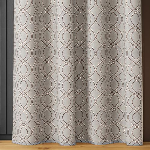 Image of Yellow Weaves 2 Pcs Jacquard Oval Eyelet Long Door Curtain - Perfect for Home, Office, Bedroom, Living Room & Balcony - 7 Feet (Brown)