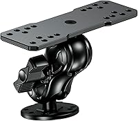 Vista 9 de Soporte de buscador de peces de aleación de aluminio con placa rectangular de bola de 1.5 pulgadas y base redonda, brazo corto de 3.5 pulgadas