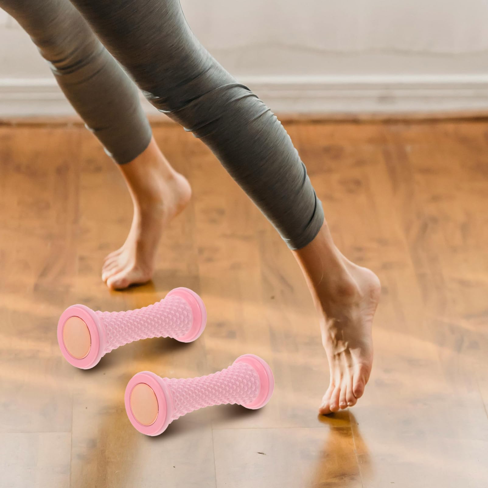2 Stück Fußmassagegerät aus Tpr und Pvc für Fußsohlenmassage | Rosa, Tragbares Rollenmassagegerät, Manuell Nutzbar, als Fuß Yoga Rolle