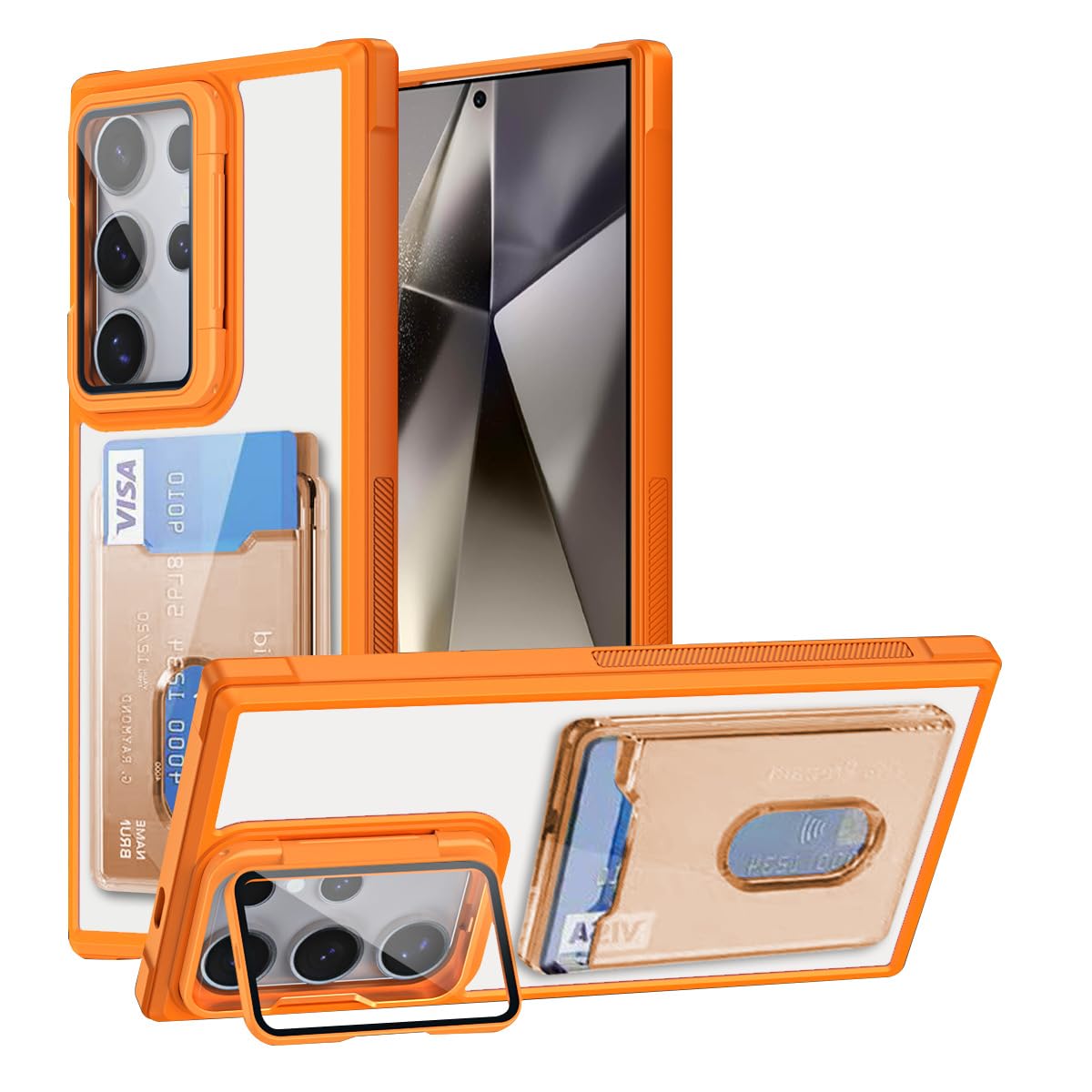 Case for Galaxy A16 5G,Military Grade Drop Wallet Case with Lens Kickstand Card Holder,Slim Protective Shockproof Transparent Phone Case for Samsung