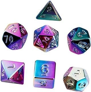 Totority Inserção De Bolo 7 Pçs Dados De Festa Dados Poliédricos Dados De Aprendizagem Dados Coloridos Dados De Metal Dados De Seis Lados Dados Multifacetados Dados De Jogo Dados De