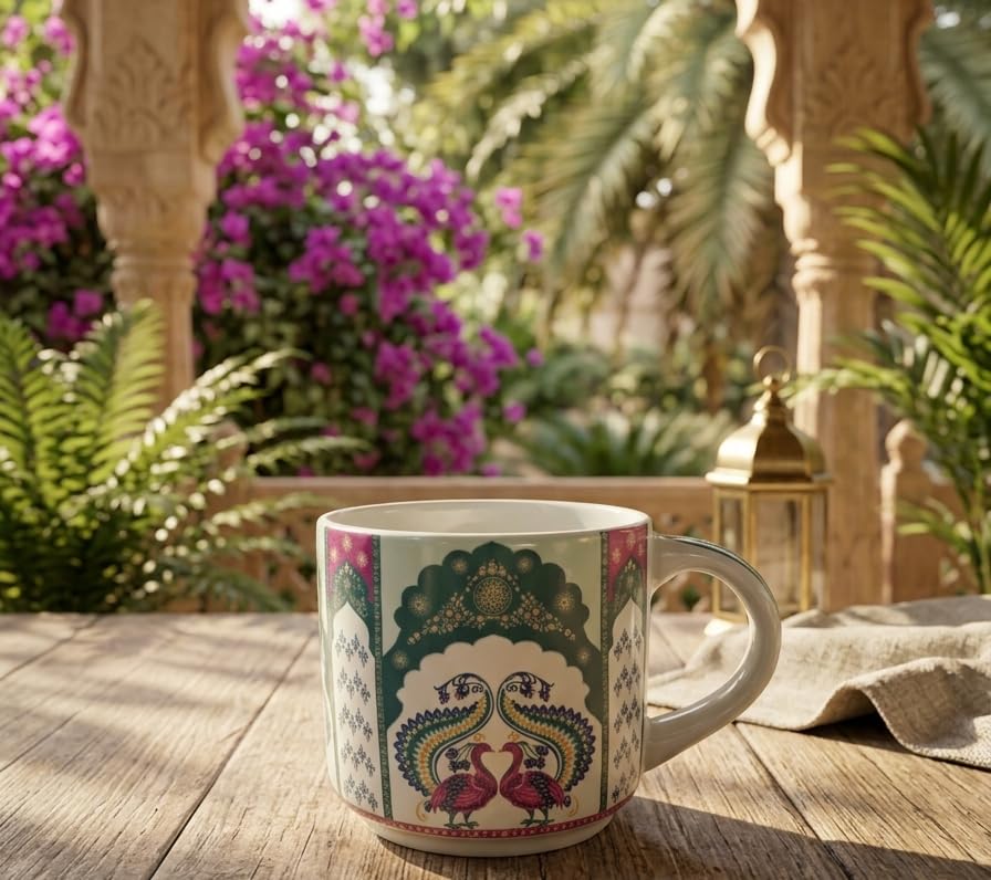Image of Ceramic Handcrafted Tea /Coffee Set - 1 Teapot (500 ML), 2 Cups (200 ML) | Microwave & Dishwasher Safe | Best for Gifting (Magenta)