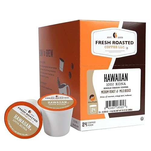 Café Fresh Roasted Coffee, 100% Kona de Hawaii, tostado medio, kosher, compatible con K-Cup, 24 cápsulas