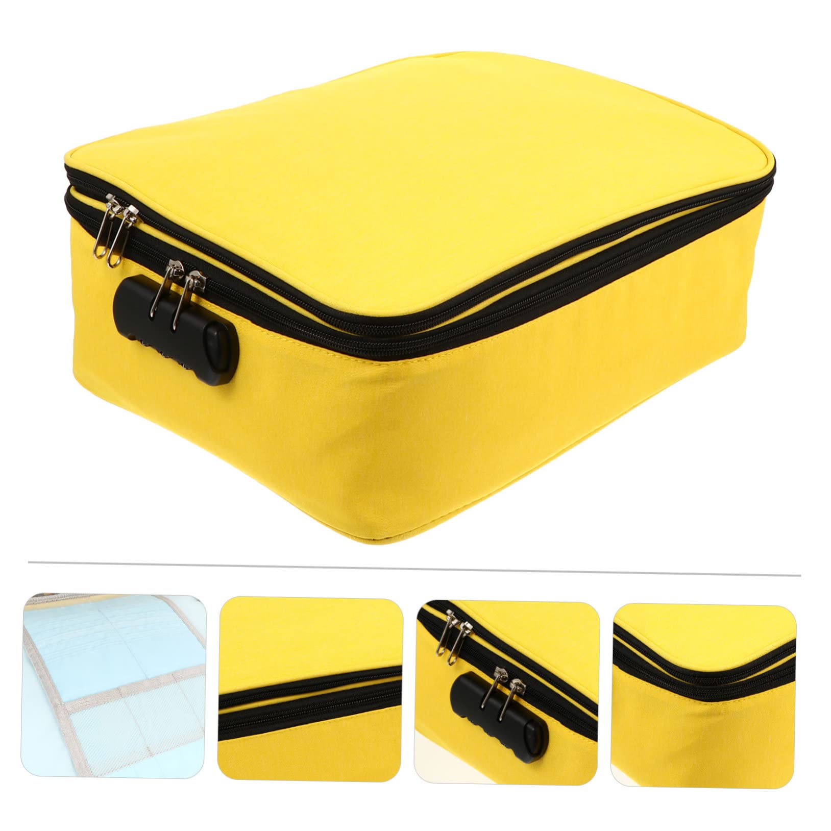 MAGICLULU Borsa Porta Documenti Viaggio Grande Capacità con Lucchetto | Tessuto Cationico Giallo, Doppia Cerniera con Codice, Cuciture Strette e Protezione Acqua