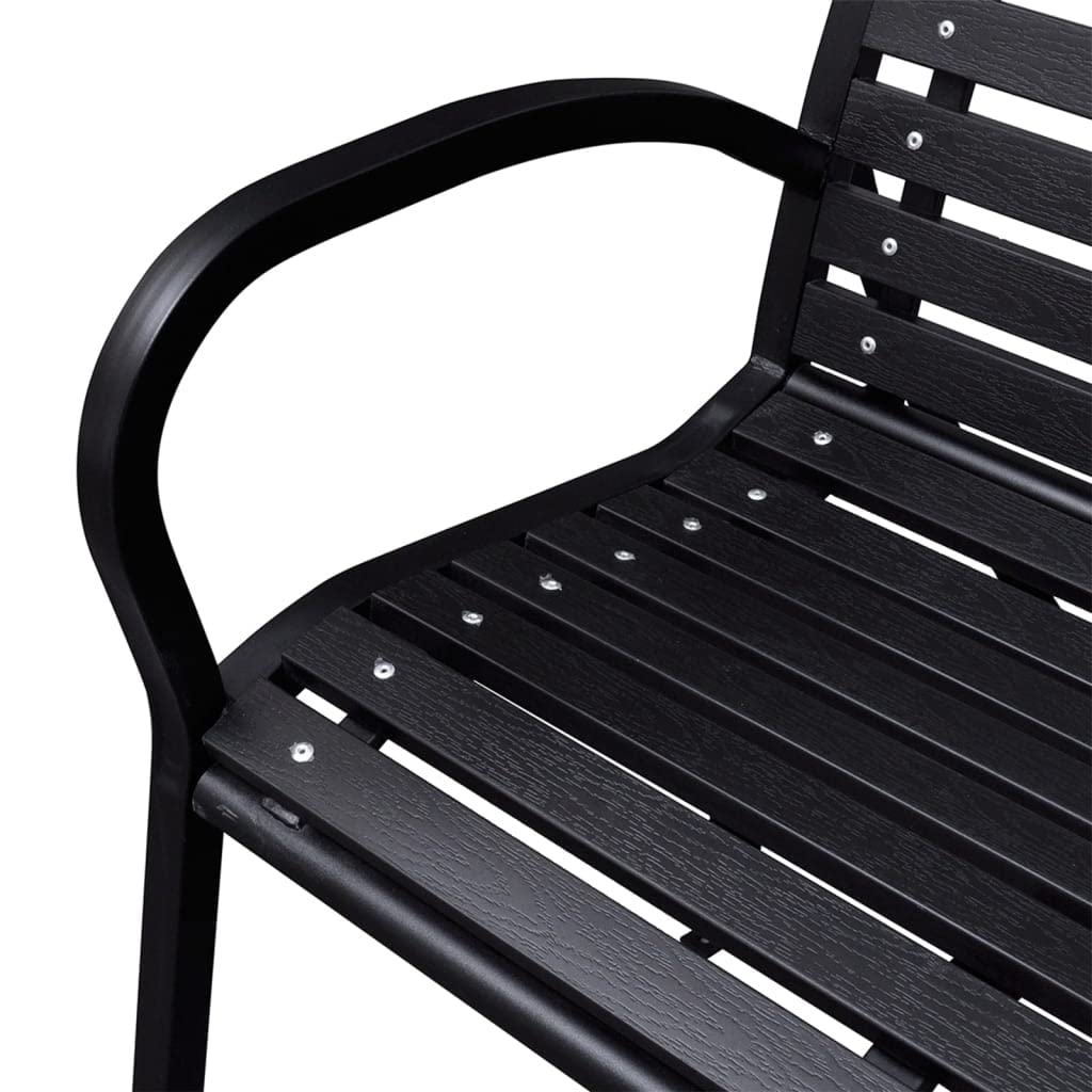VidaXL Panca Da Giardino In WPC E Acciaio - Seduta 116 Cm Nero - Arredo Esterno Resistente Con Doghe In Composito Legno-Plastica - 3