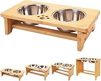 Vista 17 de HTB Cuencos Elevados para Perros, Soporte de Cuenco Elevado para Perros con 2 Cuencos de Acero Inoxidable, Cuencos Elevados para Perros
