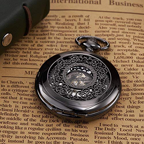 Montre de poche noire mécanique pour parfaire votre style rétro