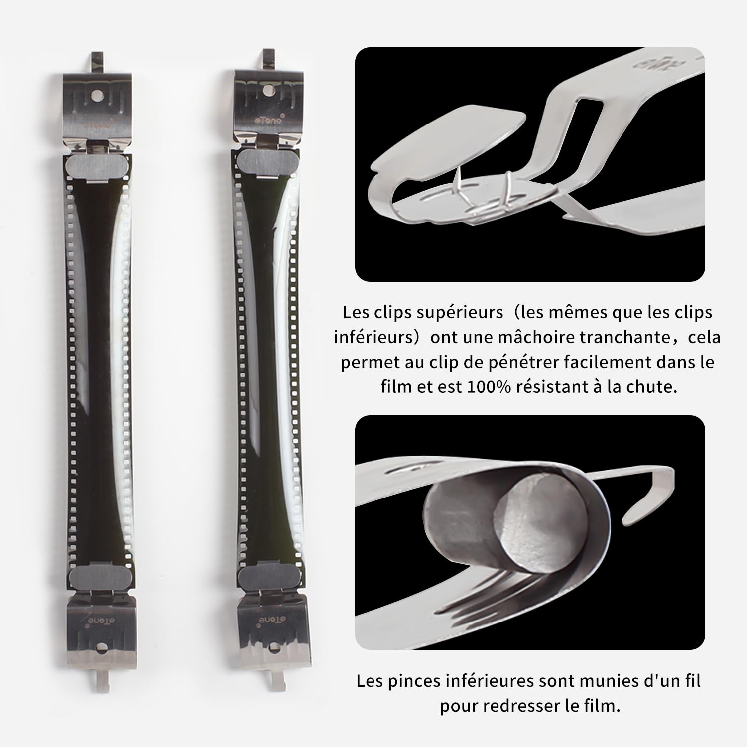 4 pièces 120135 35mm Clips en Acier Inoxydable à Film Page négative avec Plomb Droit pour équipement de Traitement en Chambre Noire à séchage à l'air
