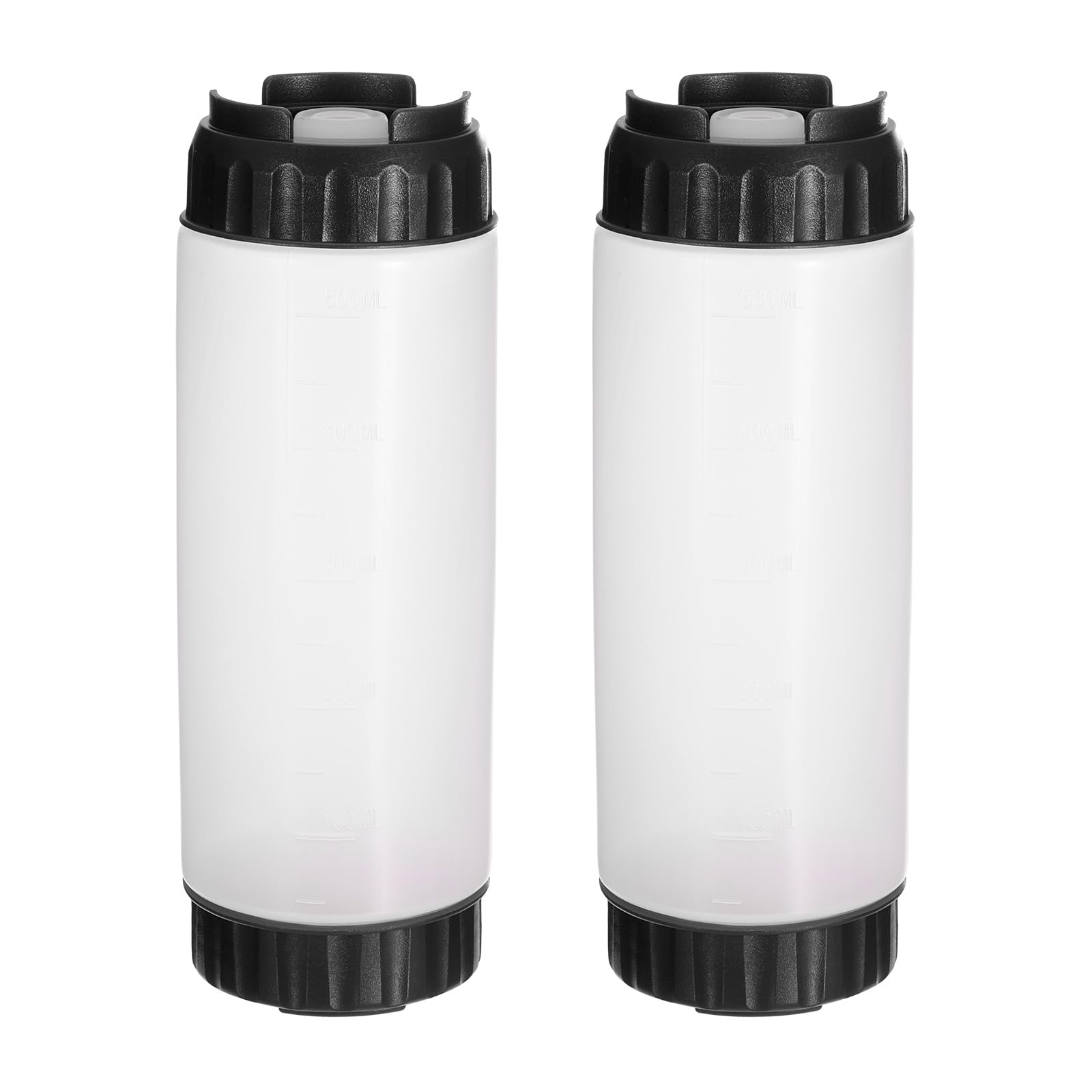 QUARKZMAN Bottiglie Spremibili per Condimenti, 2 Pezzi 20 Oz Bottiglie di Plastica Ricaricabili Dispenser Antigoccia per Olio da Cucina, Salse, Miele, Sciroppo, Nero