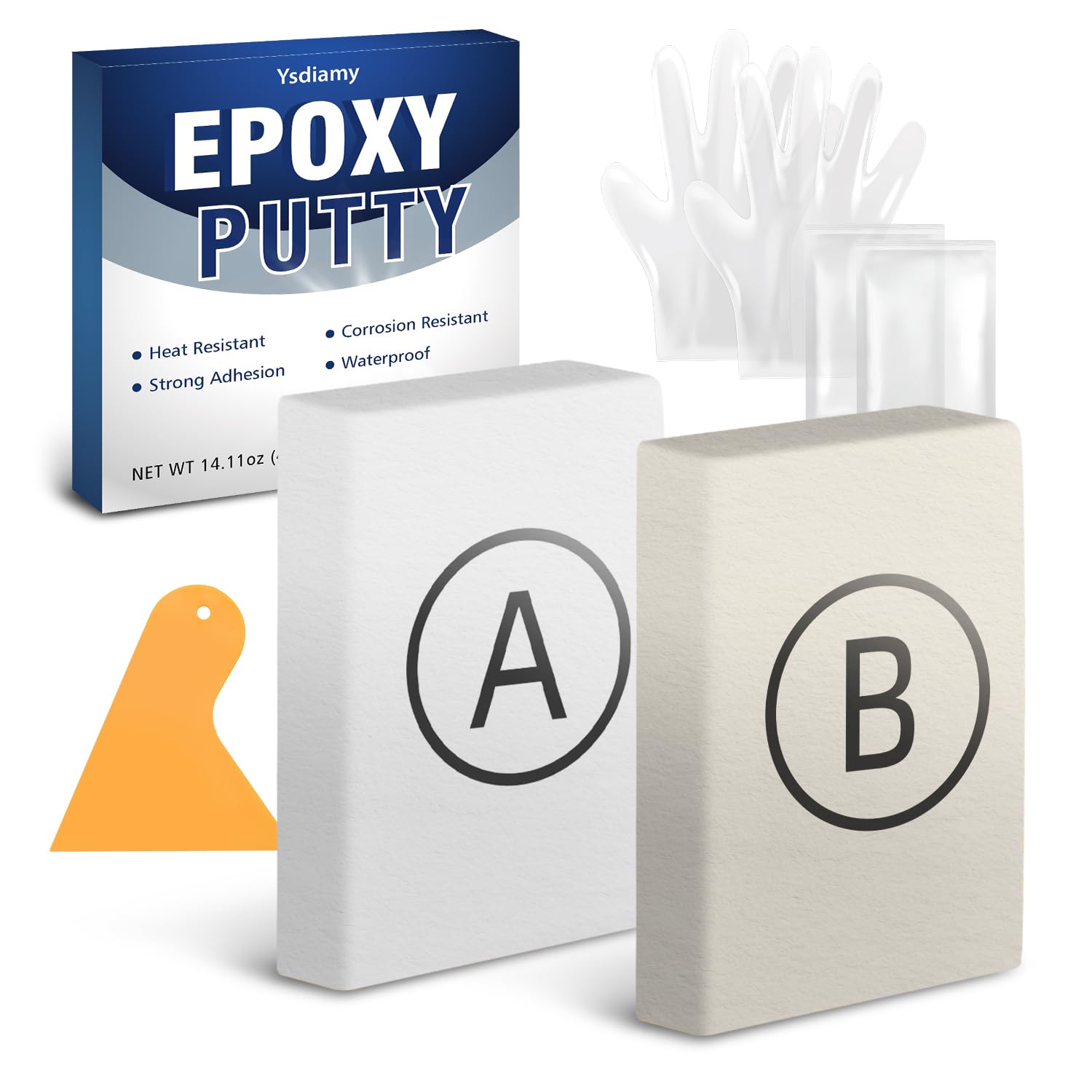 Photo 1 of Epoxy Putty White - 14oz Fast Repair Pool & Plumbers Putty, High-Strong 2-Part Epoxy Clay for Metal Ceramic Tile Wood, Waterproof Leak Fix for Swimming Pool, Pipe, Crack, Hole, Sculpting