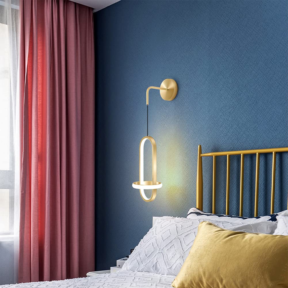 Lampada da Parete for Interni 21W Rotonda Nera in Alluminio 3000K Bianco Caldo Decorativa Moderna, for Soggiorno Camera Letto Corridoio Scale(B)