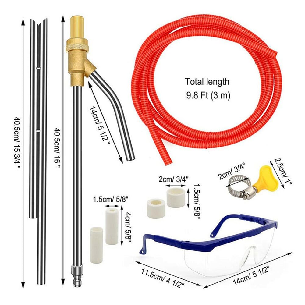 Kit sabbiatura per idropulitrice ad alta pressione, con attacco da 5000 PSI, attacco da 1/4", tubo da 3 m, ugelli in acciaio inox e ottone per la rimozione di ruggine e colore