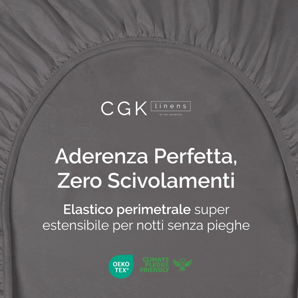 Lenzuolo con angoli 120x200cm - Extra profondo per materassi fino a 40cm (16") di altezza - Morbida microfibra spazzolata - Antipiega, resistente al restringimento e colori - OEKO-TEX - Grigio scuro