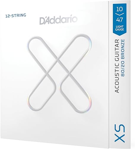 Miniatura 10 de D'Addario Cuerdas para guitarra acústica, XS 80/20 bronce recubierto, XSABR1047, calibre extra ligero 10-47, juego de 6 cuerdas, paquete de 1