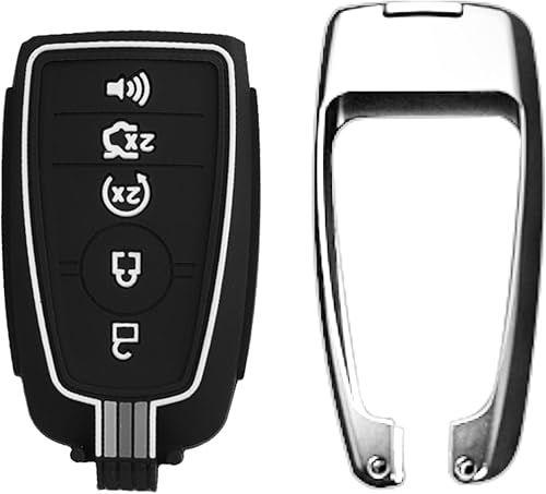 Moonlinks Funda para llavero de 5 botones compatible con Ford Explorer Mustang Fusion Escape F150 F250 F350 F450 F550 Edge metal plateado funda de