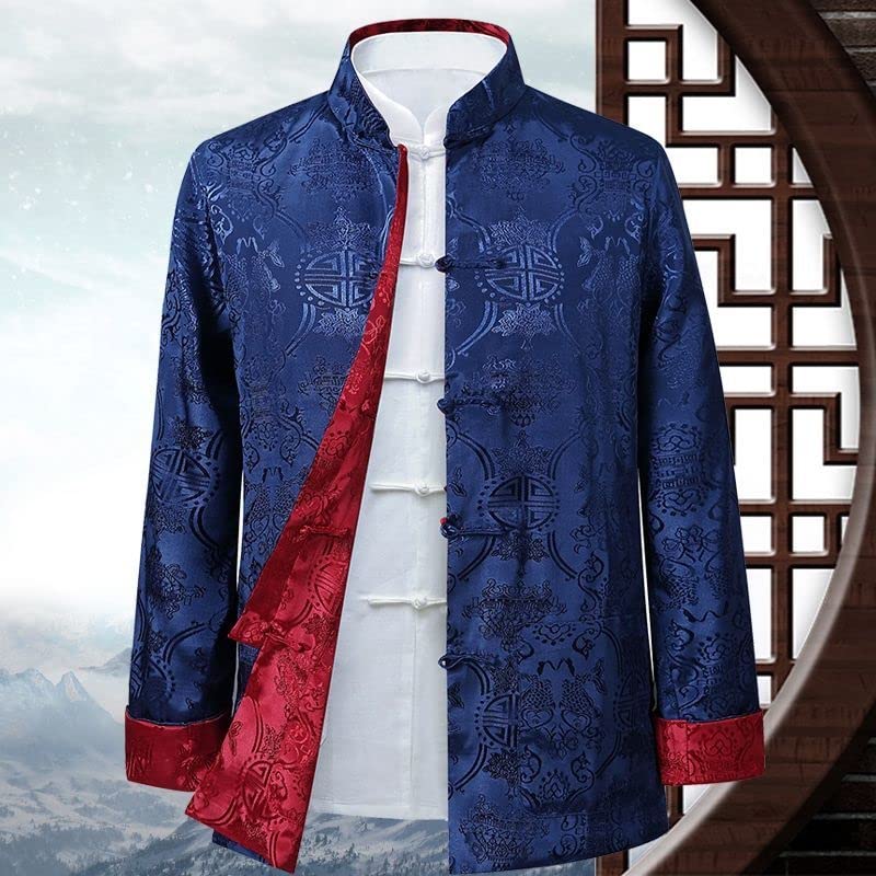 Traditional Chinese Men's Double-Faced Jacket Tang Suit Hanfu Contrast Color Retro Kung Fu Clothing Party Clothes4