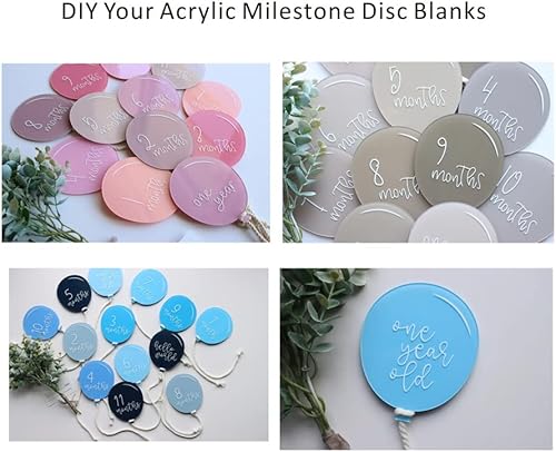 Miniatura 2 de Globos acrílicos en blanco, 17 tarjetas de globos de hitos de primer año para accesorios de fotos de bebé, baby shower, regalo de bebé, recuerdo de