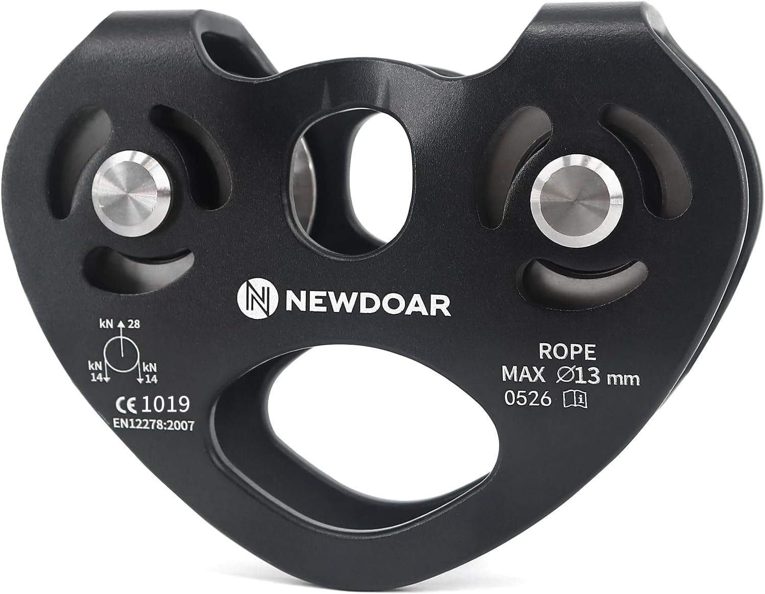 NewDoar CE Certified 25/28KN Tandem Double Speed Pulley/Trolley for Climbing, Rescue Lifting