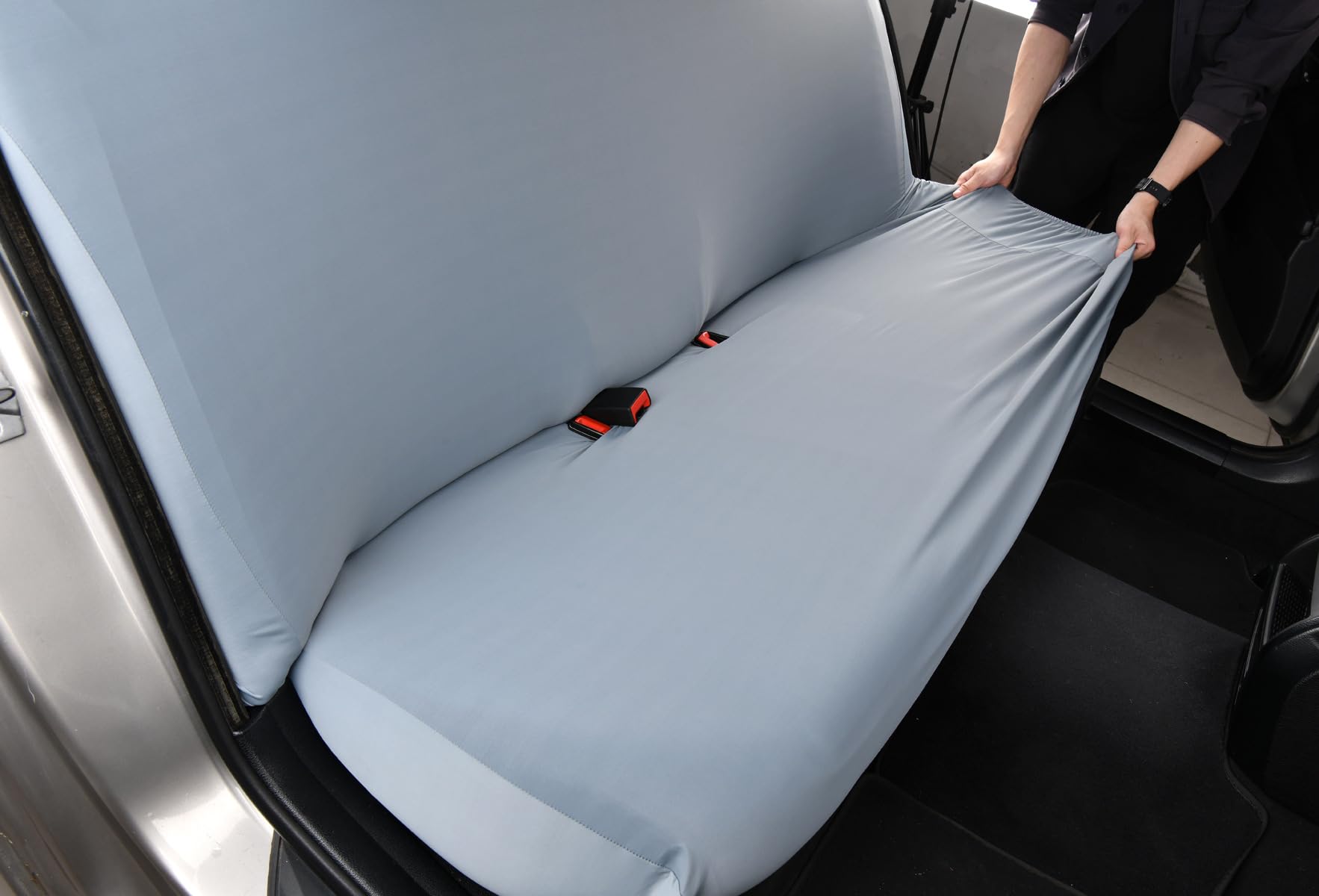 Copertura per Sedile Posteriore Auto,Adattamento Universale,Tessuto in Poliestere,Protettore per Sedile Posteriore,Copertura Completa,Alta Elasticità,Adatta per Berlina,SUV,Camion (Grigio)