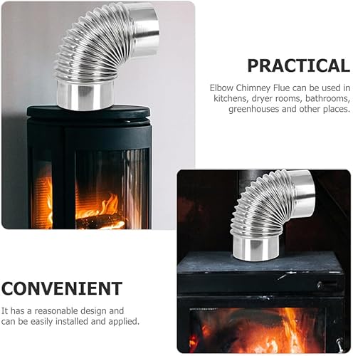 Miniatura 7 de ARTIBETTER Tubo de estufa de leña, estufa de calefacción de 2.8 in, codo de chimenea de escape, accesorios para estufa de campamento, mangueras de