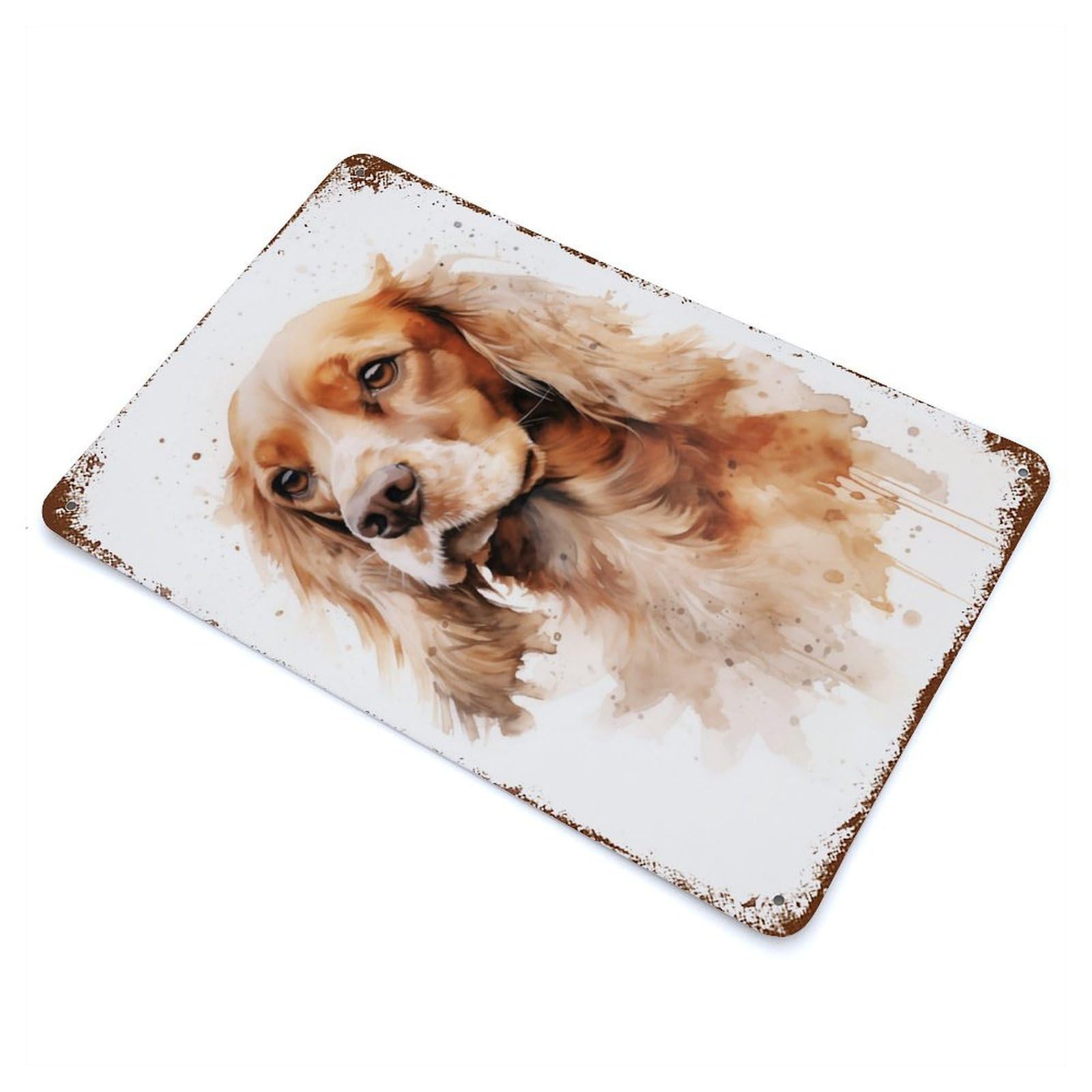 Rust Effect Cocker Spaniel Dog Vintage Rust Metal Sign 11.8"x7.9", Classic Wall Plaque for Shed, Workshop And Garage Wall Decor