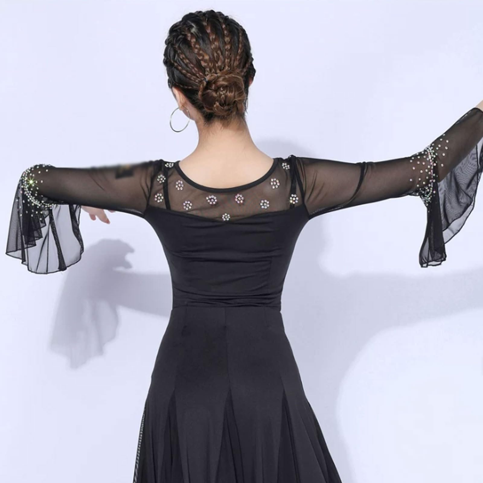 Tops Balletto Donna Costume Prestazioni Latino Tango Camicie Sala da Ballo