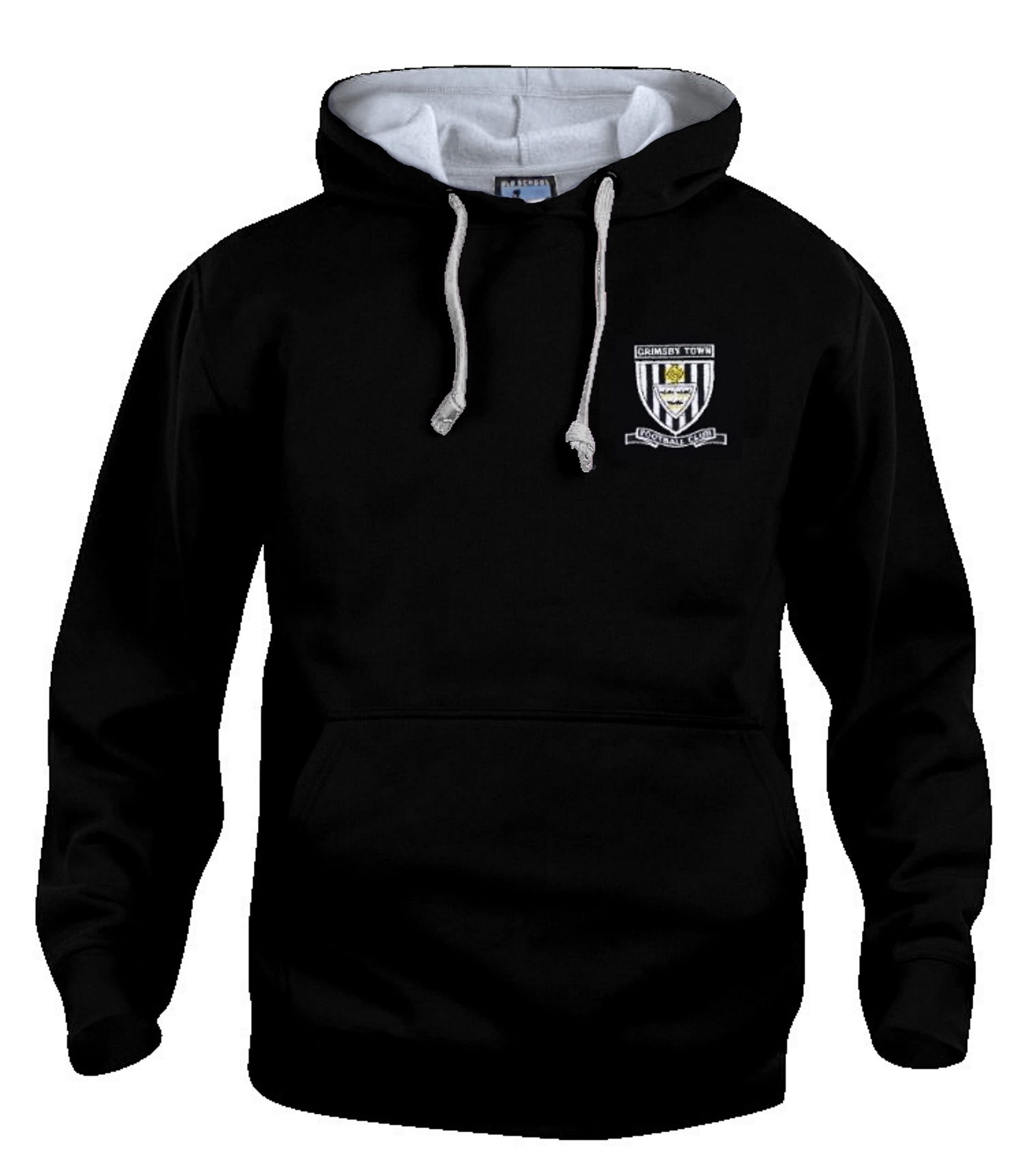 Old School Football Black Grimsby 1960S Retro Football Hoodie Embroidered Logo (S)