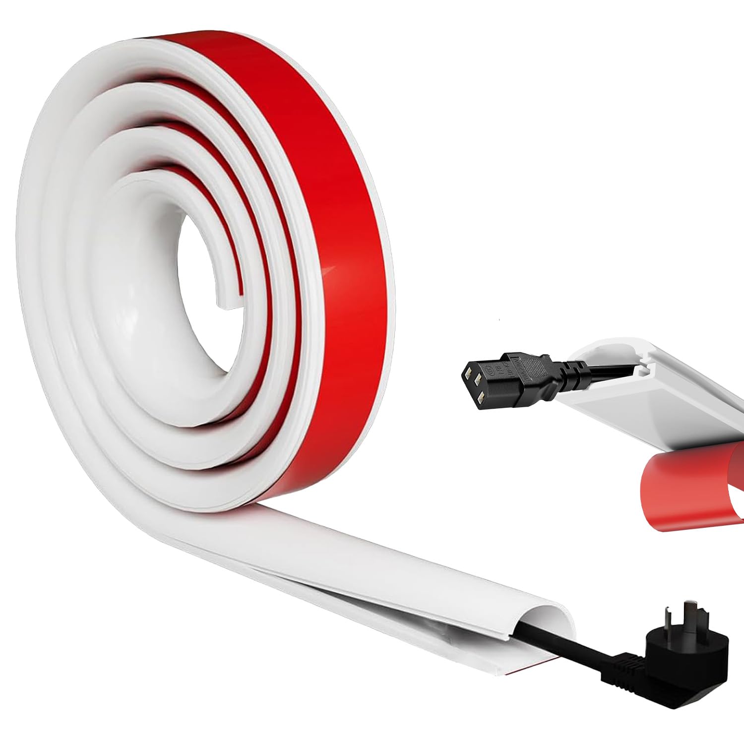 1.02m Silicone White Cable Trunking Self Adhesive,Wire Covers for 1 Cable