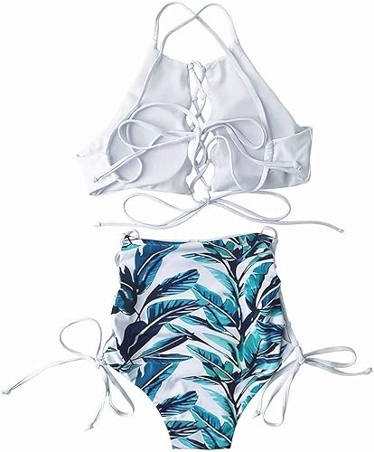 Miniatura 5 de Bikini africano sin espalda para mujer, traje de baño tankini de cintura alta, traje de baño con correa