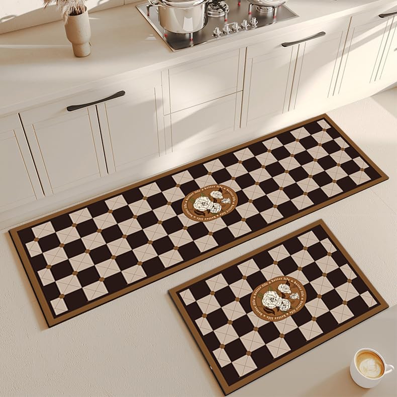 Image of Roslen Anti Fatigue Kitchen Mats Set of 2, Waterproof Memory Foam Standing Mats for Sink, Non Slip Soft Cushioned Floor Mats for Home, Kitchen, Laundry, Sink