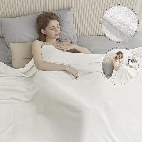 Miniatura 4 de Manta de franela, mantas suaves y ligeras para sofá y cama, acogedora manta de forro polar para máxima comodidad (blanco crema, 50 x 60 pulgadas)
