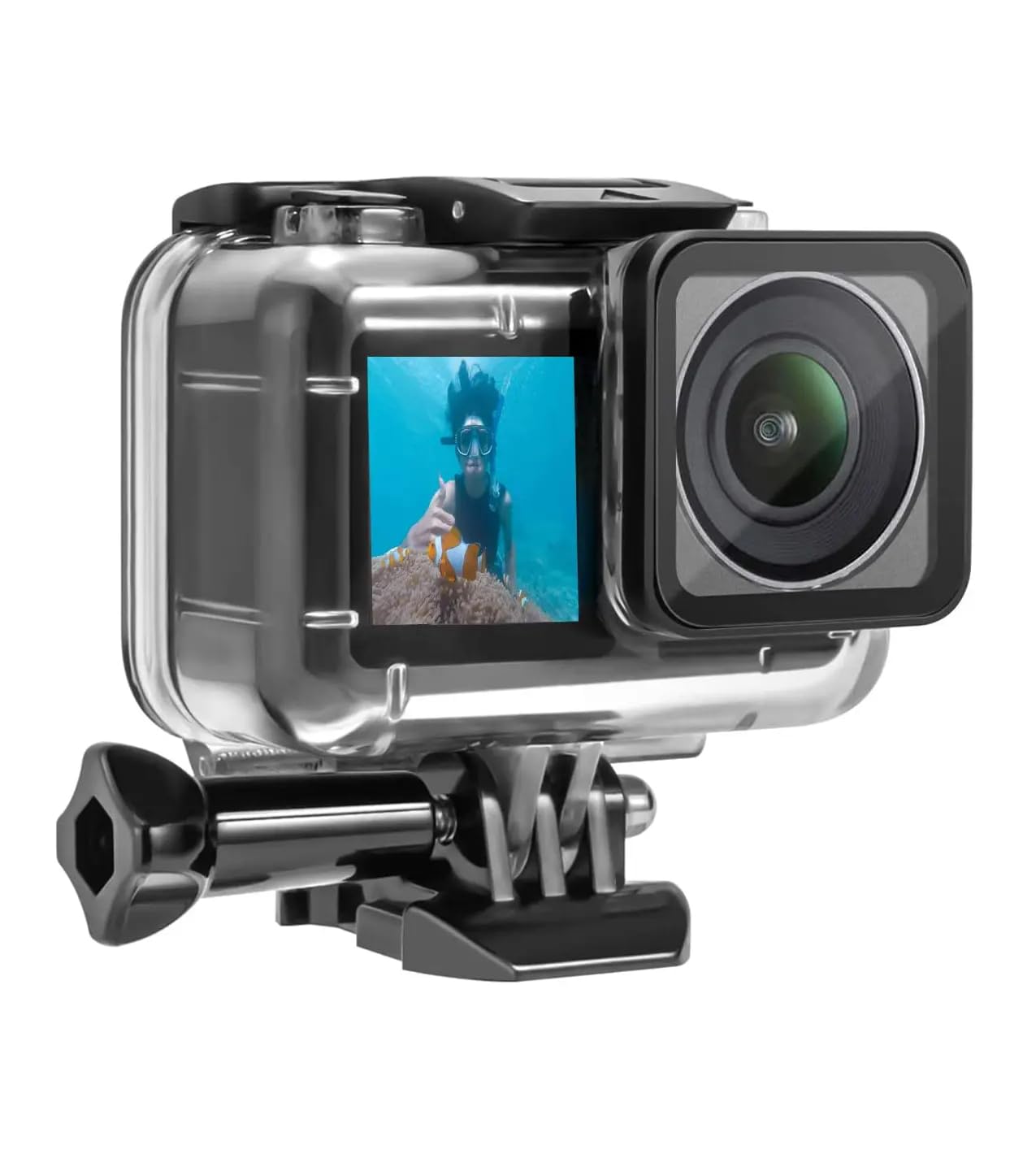 Reflex Camera Clear Waterproof Housing Case with Transparent Touch Screen. Compatible with DJI Osmo Action 3 & 4 and Osmo Action 5 Pro. Underwater