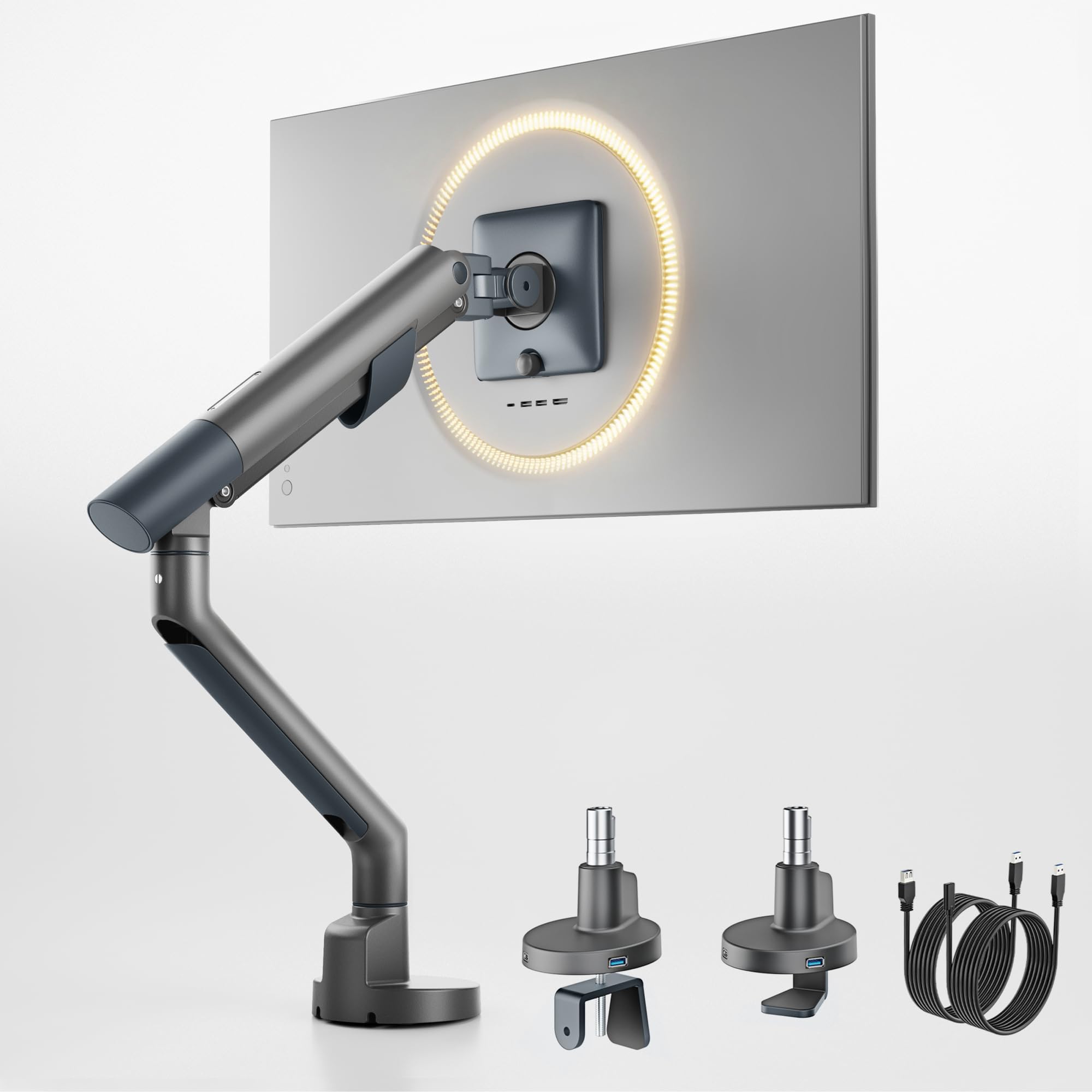 monTEK monTEK USB Monitor Arm for 17-40" Screens, 26.4 lbs, Gray