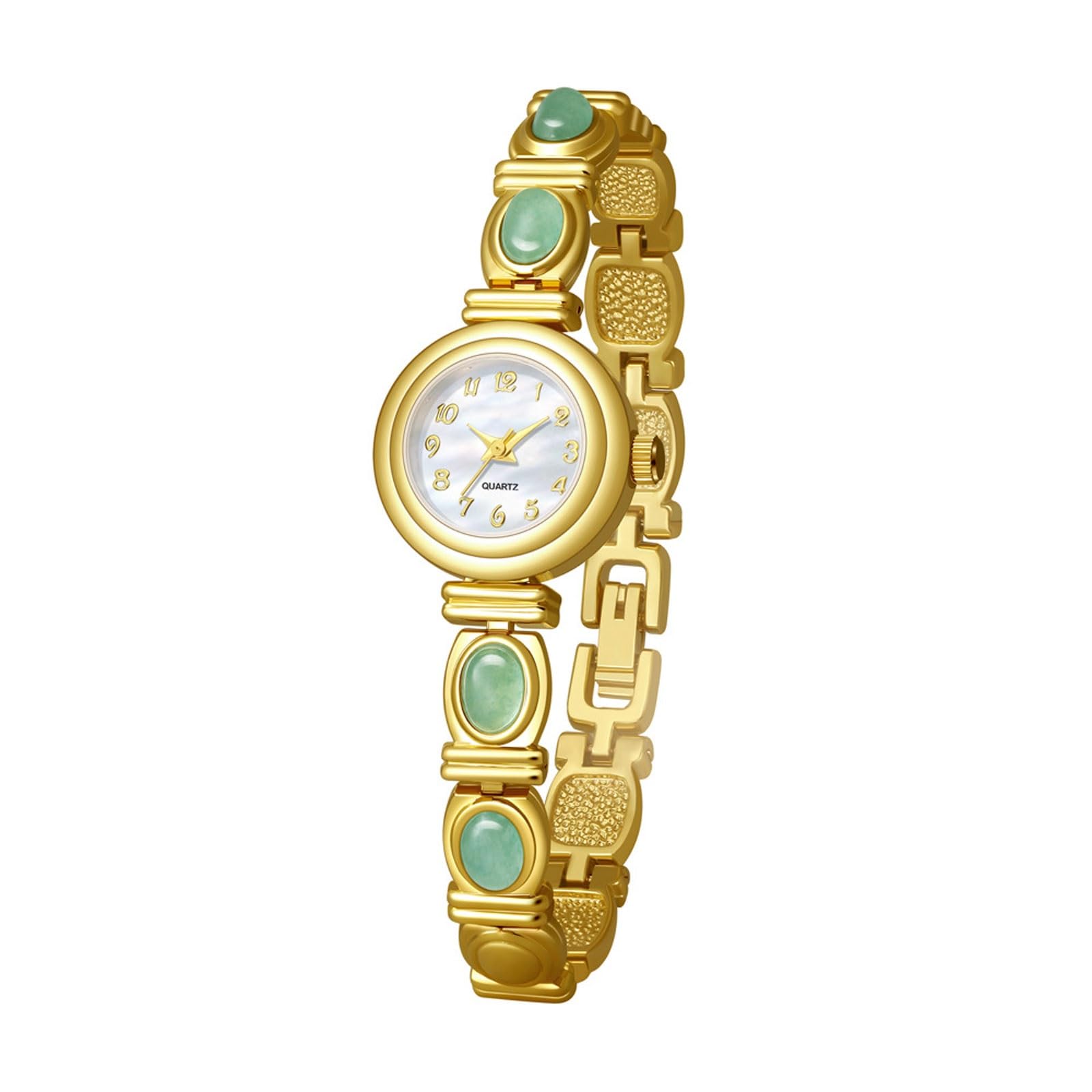 Reloj de cuarzo ovalado con incrustaciones de jade, retro, impermeable, se puede utilizar como regalo para novia y esposa