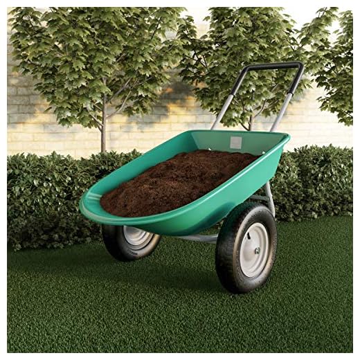 Pure Garden 50-LG1079 2-Wheeled Garden Wheelbarrow – Large Capacity Rolling Utility Dump Cart for Residential DIY Landscaping, Lawn Care and Remodeling